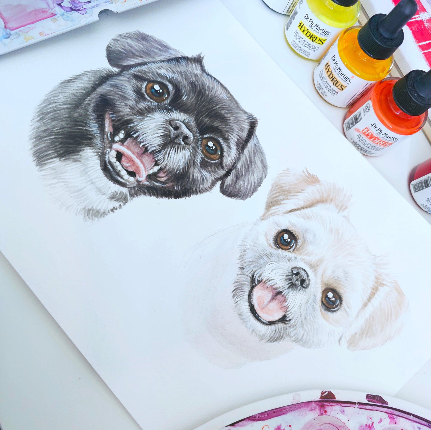 Watercolour Custom Pet Portrait - Jolly Pet Portraits 