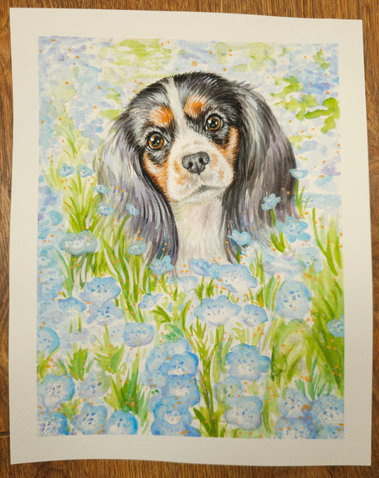 Floral Custom Pet Portrait - Jolly Pet Portraits