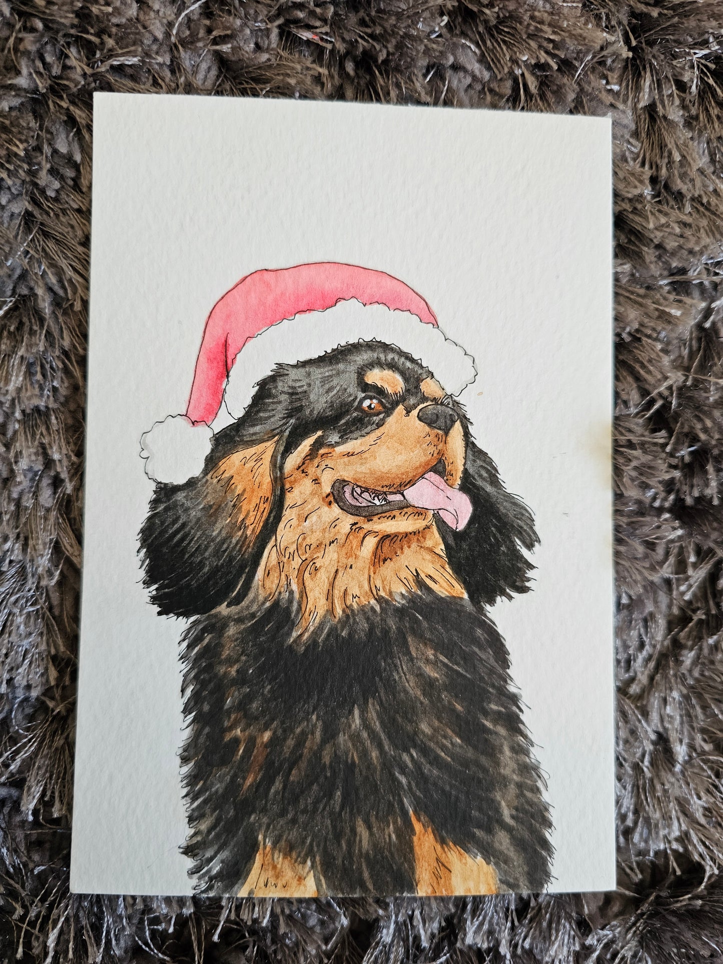 Christmas Cavaliers A6 Watercolour Original Artwork
