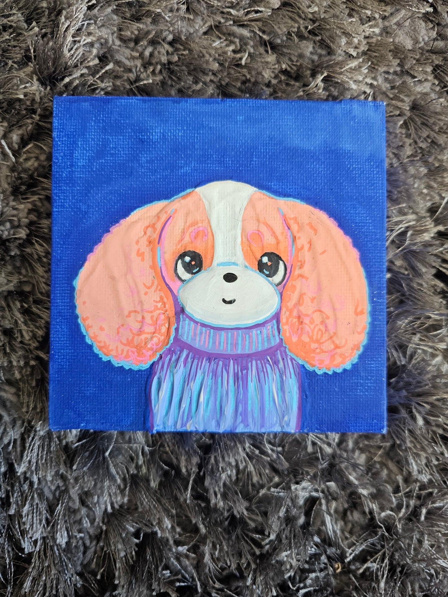 Cavalier 4 x 4 Acrylic Canvas Original Artwork