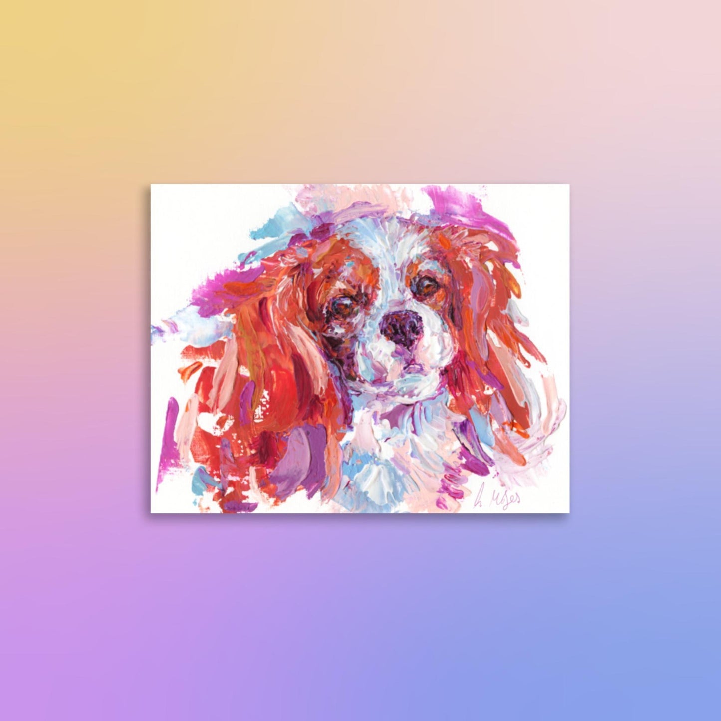 Cavalier King Charles Spaniel Art Print - Blenheim Impasto - Jolly Pet Portraits