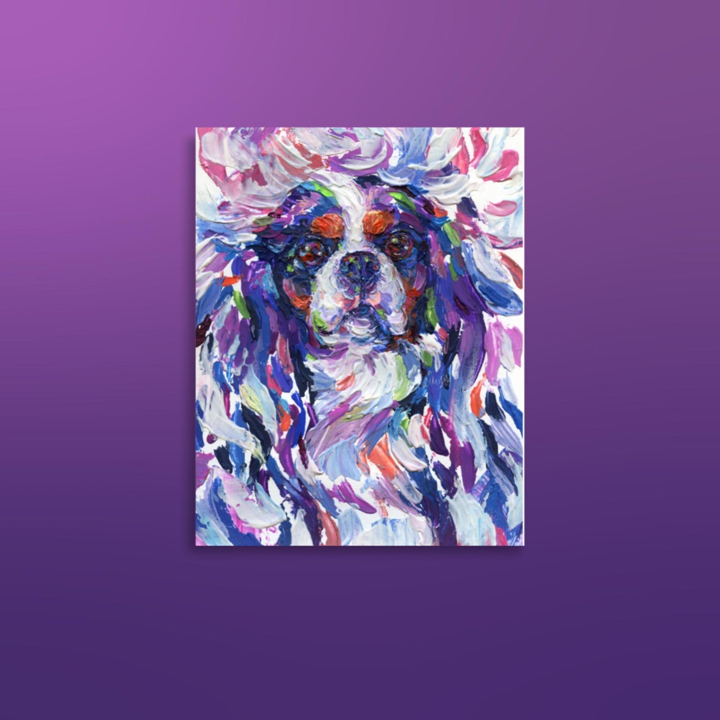 Cavalier King Charles Spaniel Print - Impasto tri - Jolly Pet Portraits