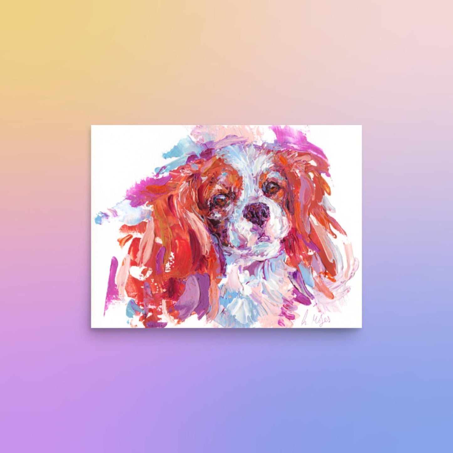 Cavalier King Charles Spaniel Art Print - Blenheim Impasto - Jolly Pet Portraits
