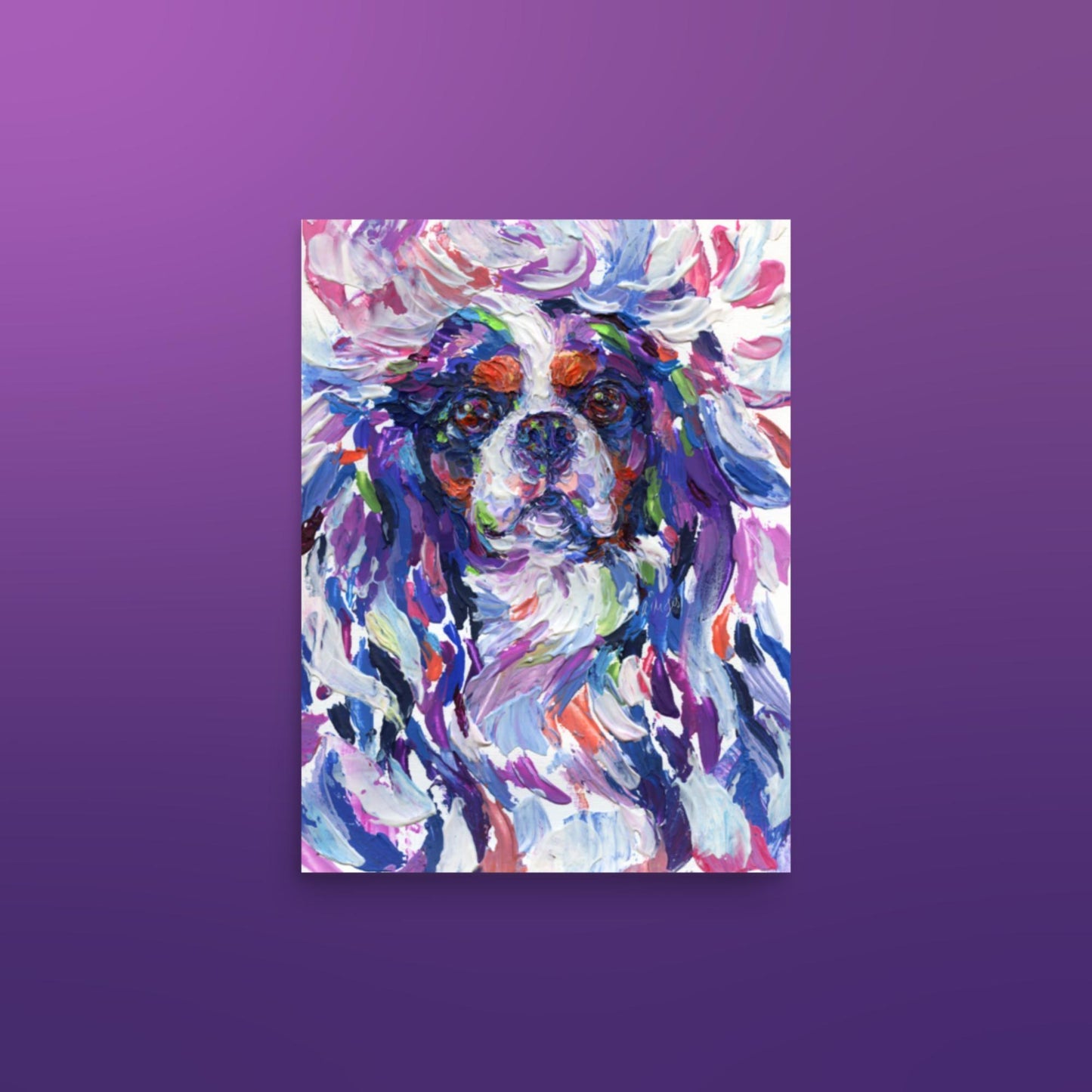 Cavalier King Charles Spaniel Print - Impasto tri - Jolly Pet Portraits
