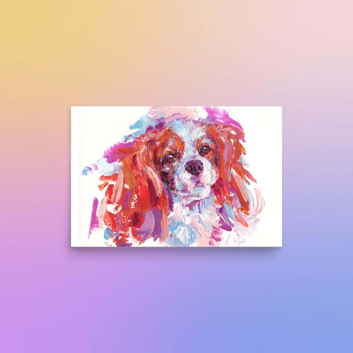 Cavalier King Charles Spaniel Art Print - Blenheim Impasto - Jolly Pet Portraits