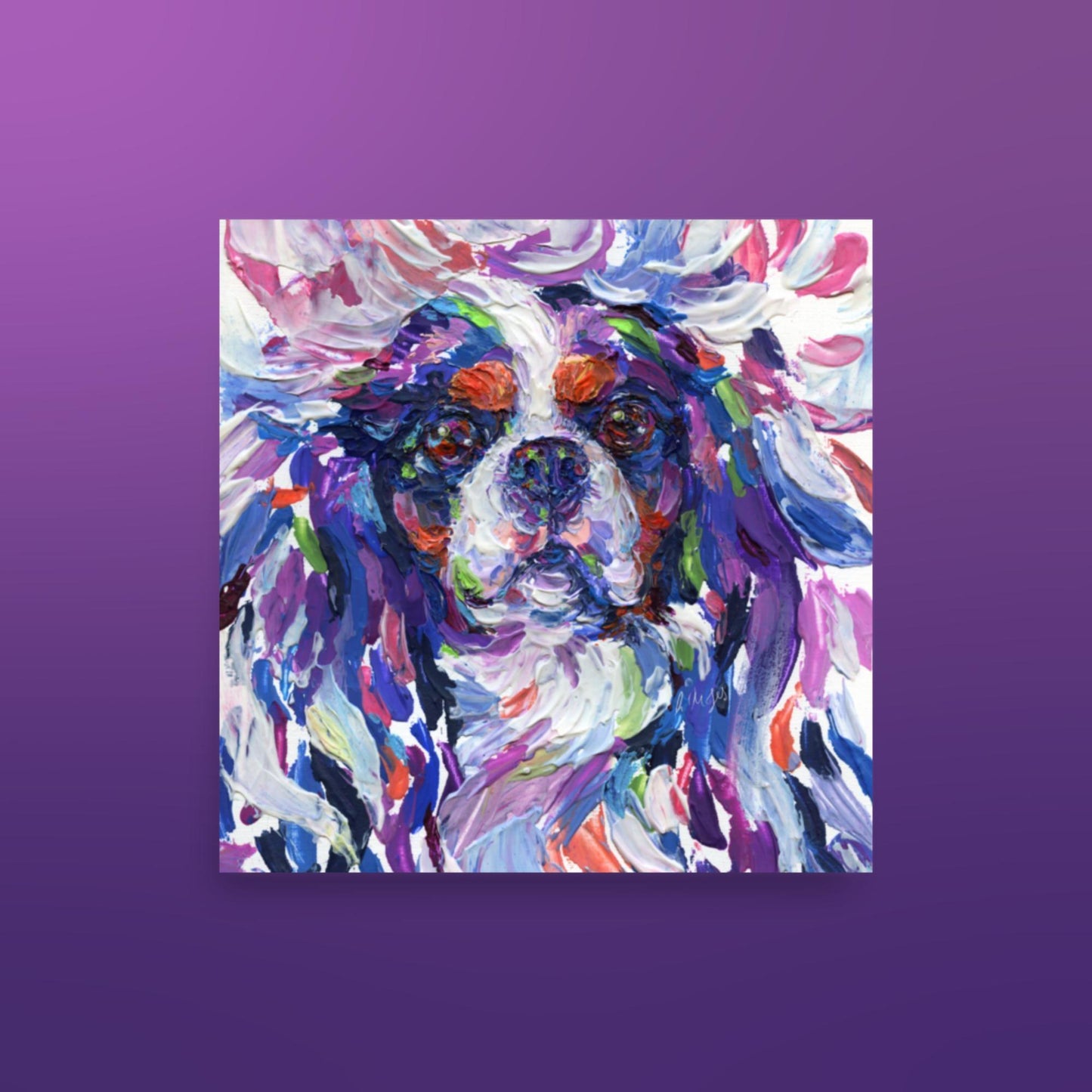 Cavalier King Charles Spaniel Print - Impasto tri - Jolly Pet Portraits
