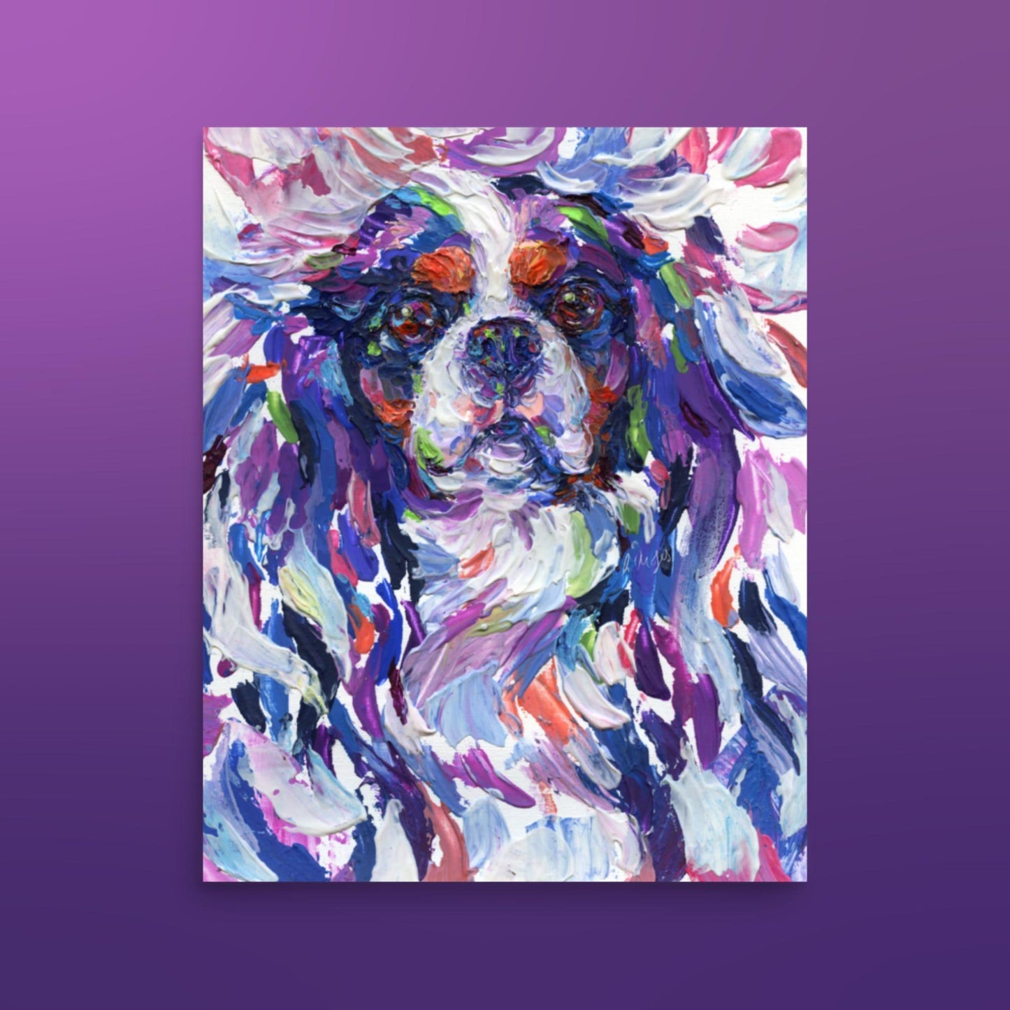 Cavalier King Charles Spaniel Print - Impasto tri - Jolly Pet Portraits