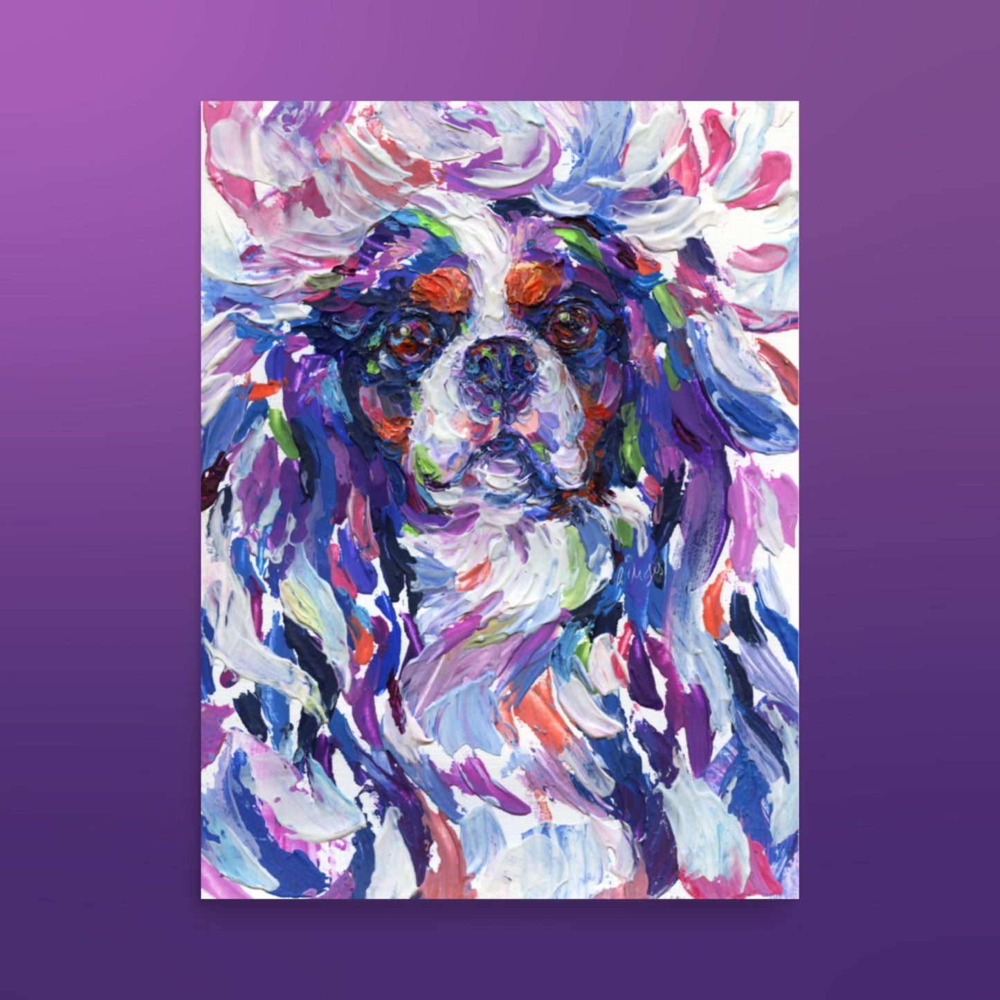 Cavalier King Charles Spaniel Print - Impasto tri - Jolly Pet Portraits