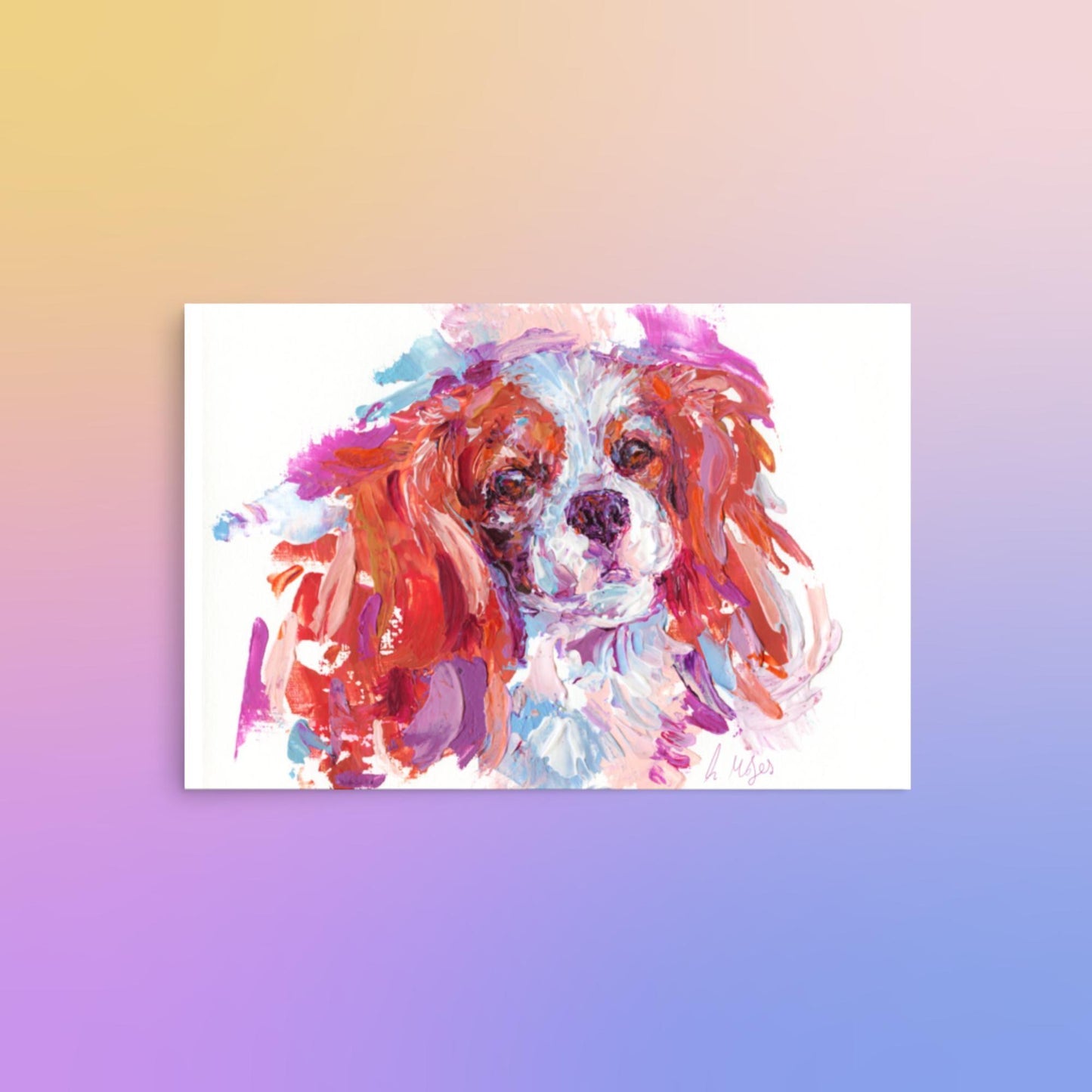 Cavalier King Charles Spaniel Art Print - Blenheim Impasto - Jolly Pet Portraits