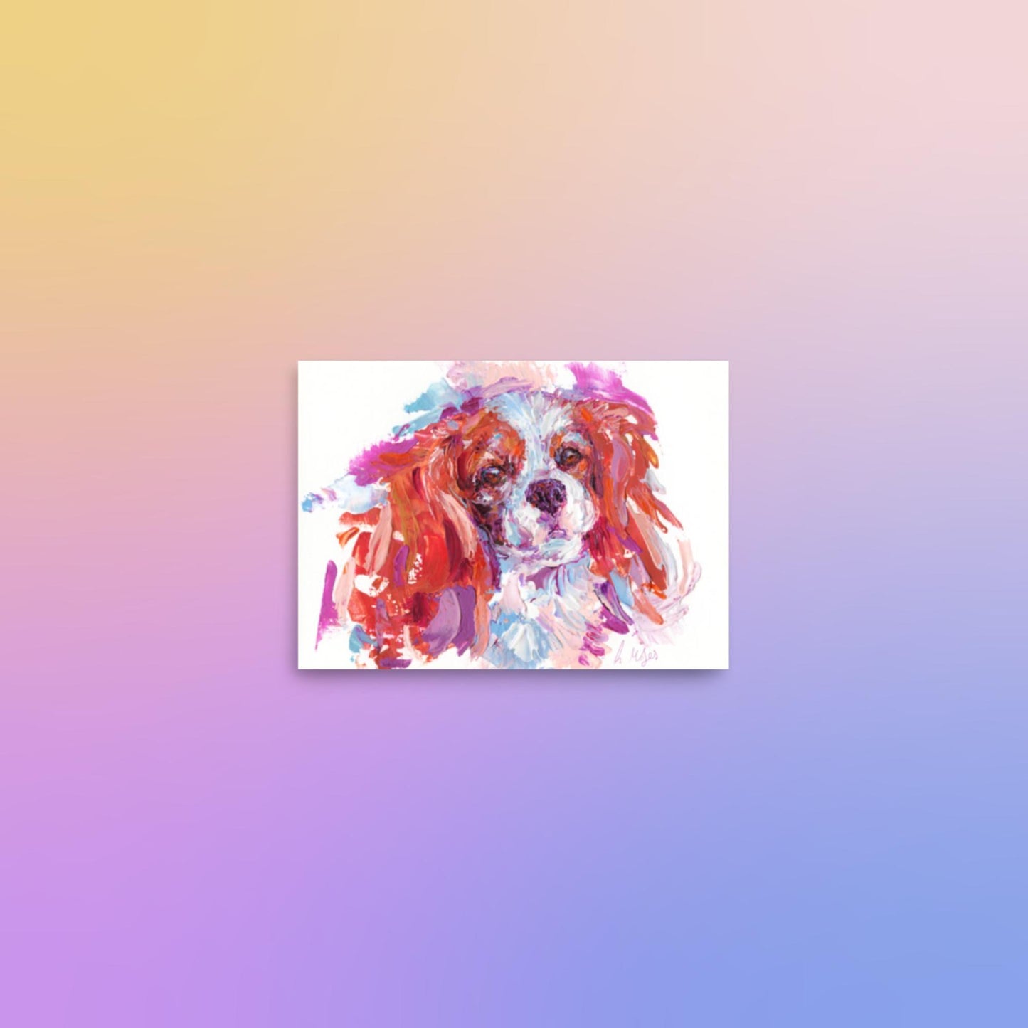 Cavalier King Charles Spaniel Art Print - Blenheim Impasto - Jolly Pet Portraits