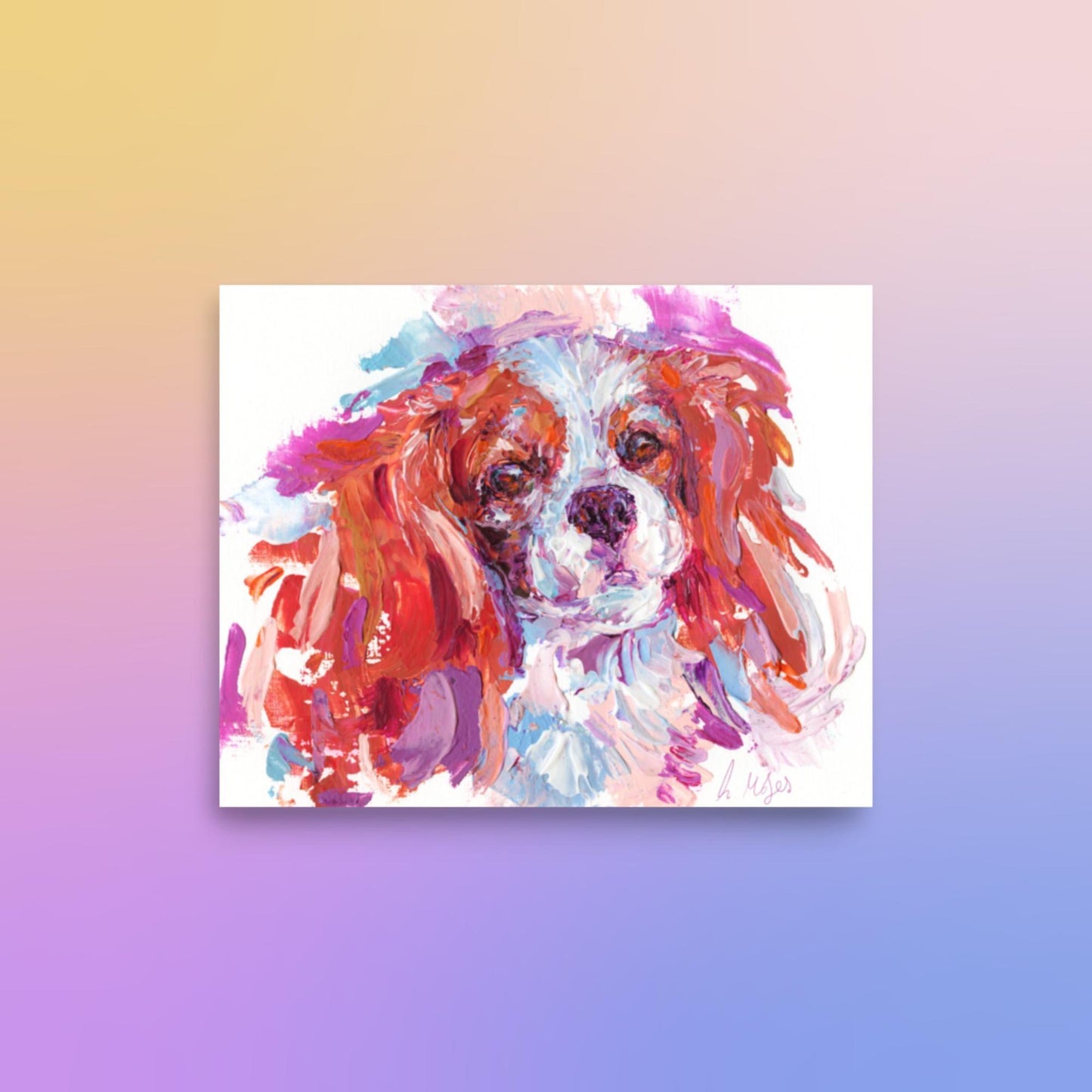 Cavalier King Charles Spaniel Art Print - Blenheim Impasto - Jolly Pet Portraits