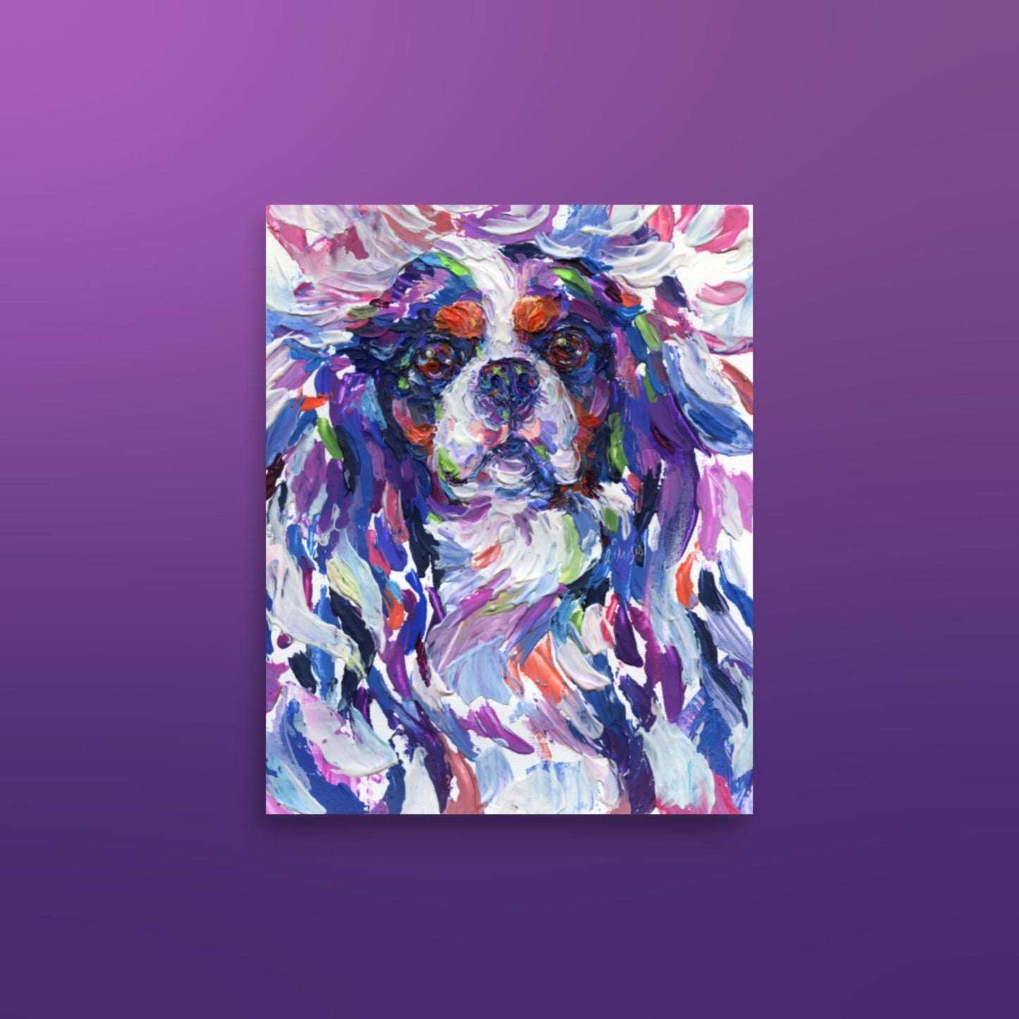 Cavalier King Charles Spaniel Print - Impasto tri - Jolly Pet Portraits
