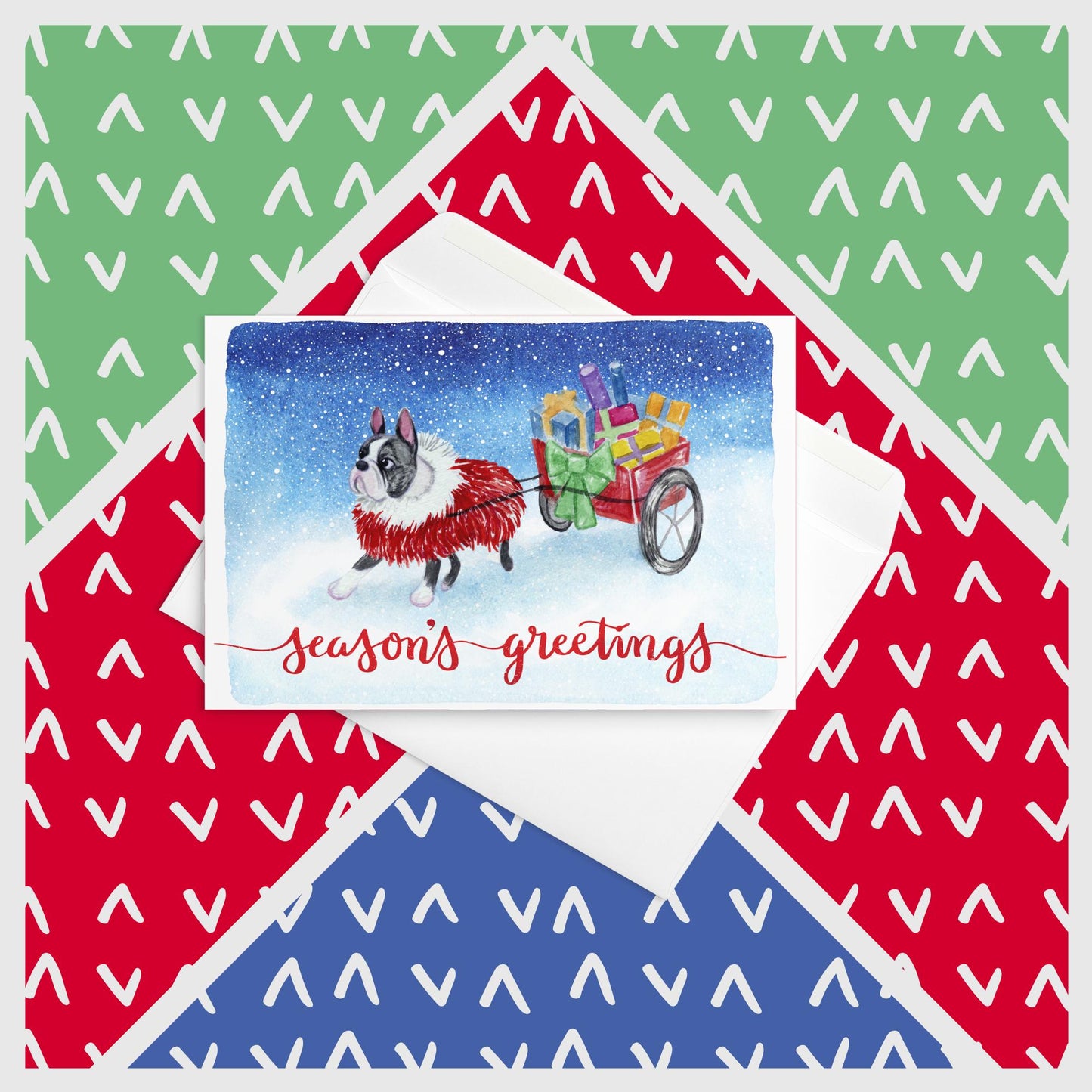 Boston Terrier Christmas Card