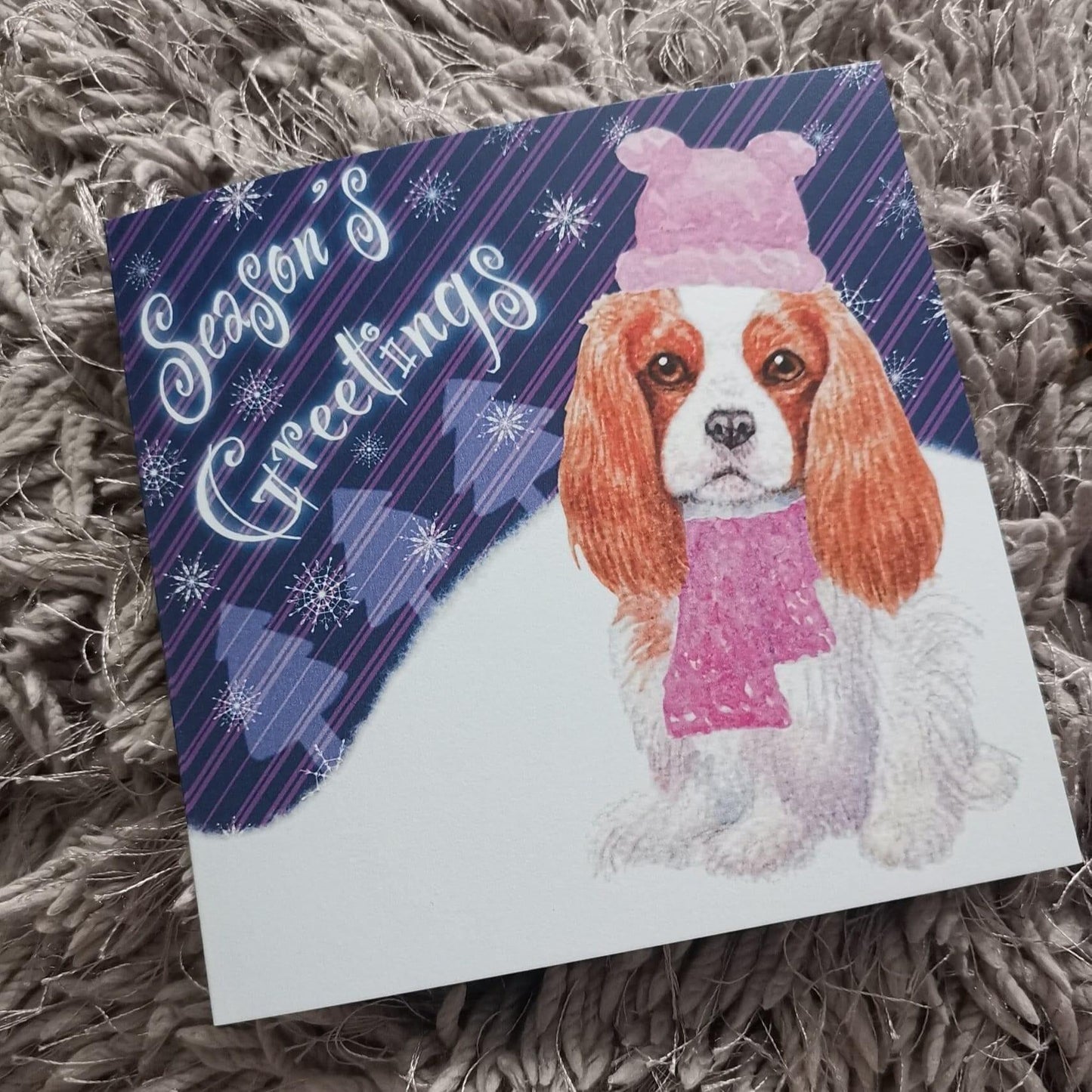 Cavalier King Charles Spaniel Christmas card Greeting Cards Jolly Pet Portraits 