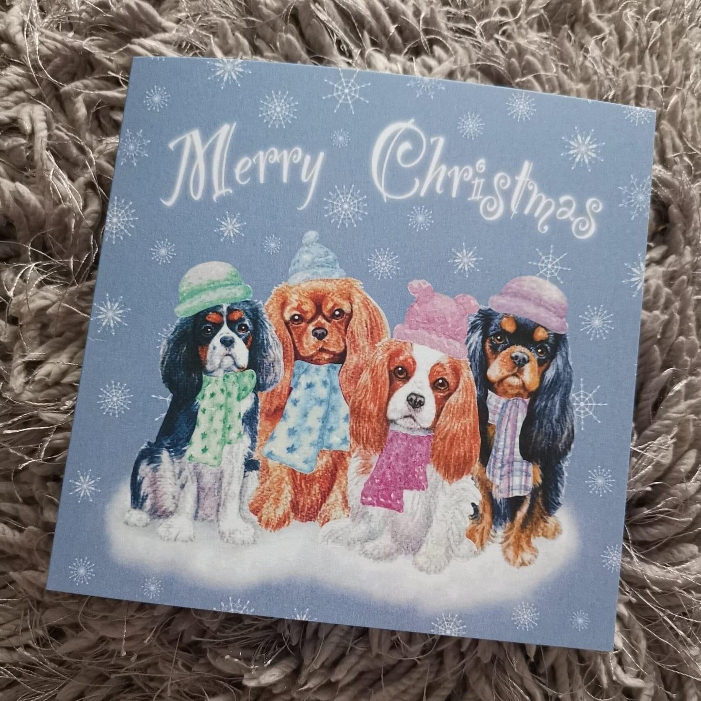 Cavalier King Charles Spaniel Christmas card Greeting Cards Jolly Pet Portraits 