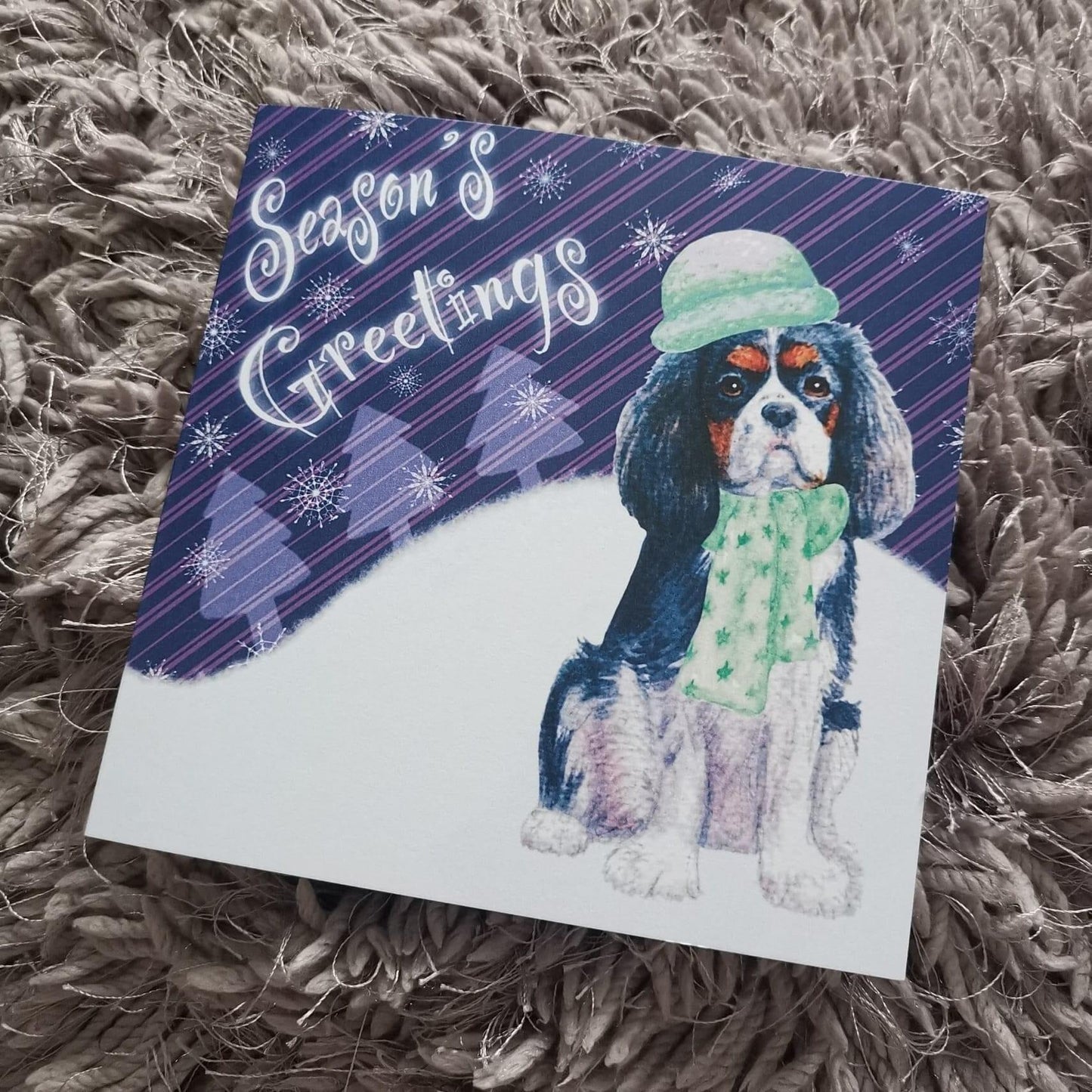 Cavalier King Charles Spaniel Christmas card Greeting Cards Jolly Pet Portraits 