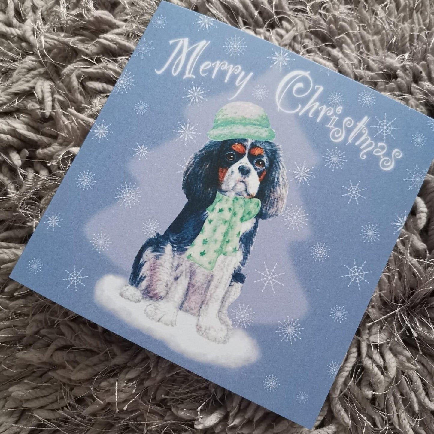 Cavalier King Charles Spaniel Christmas card Greeting Cards Jolly Pet Portraits 