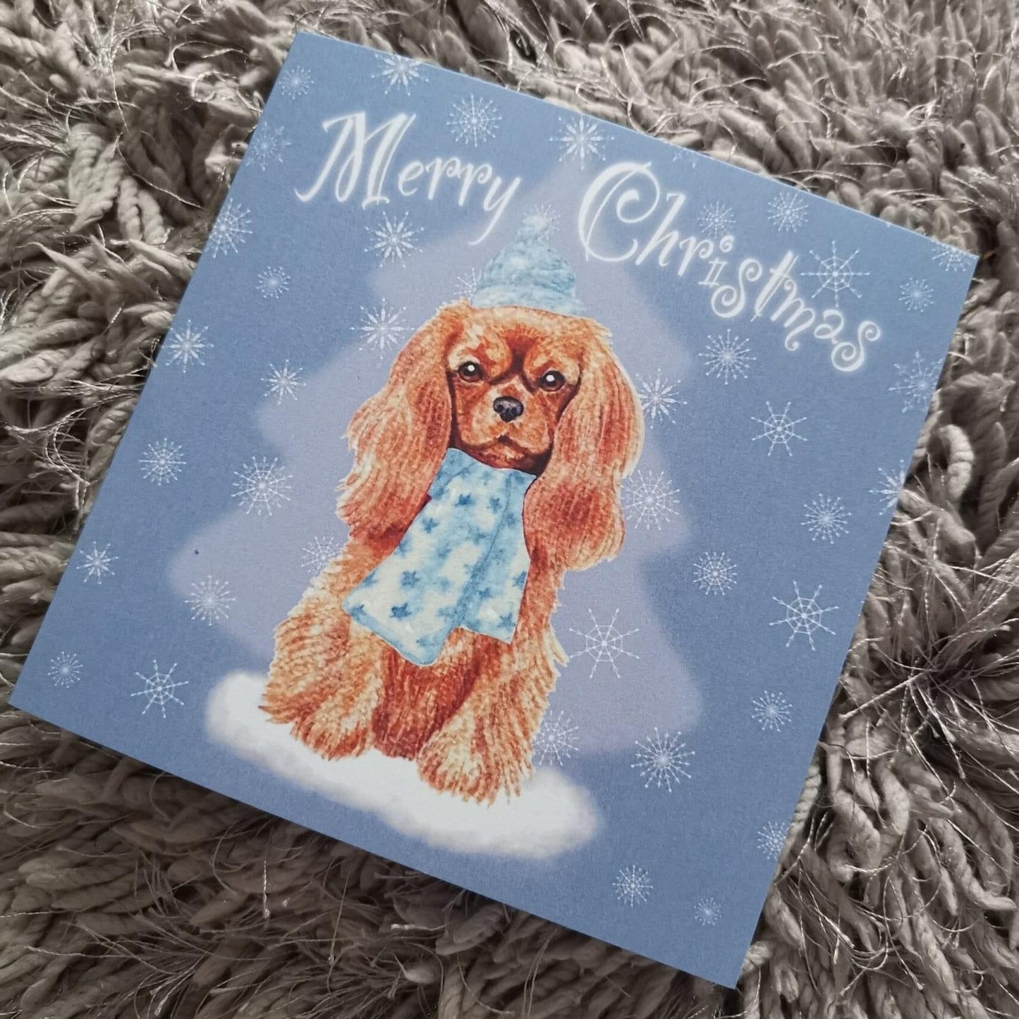 Cavalier King Charles Spaniel Christmas card Greeting Cards Jolly Pet Portraits 