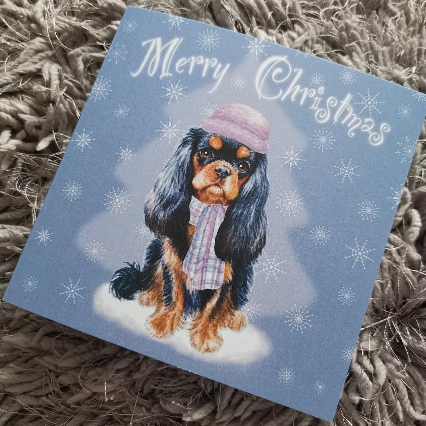 Cavalier King Charles Spaniel Christmas card Greeting Cards Jolly Pet Portraits 