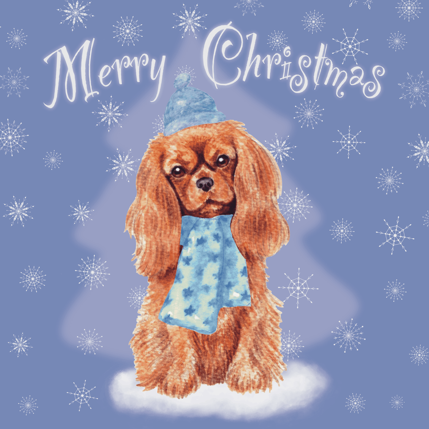 Cavalier King Charles Spaniel Christmas card Greeting Cards Jolly Pet Portraits Light purple - Ruby