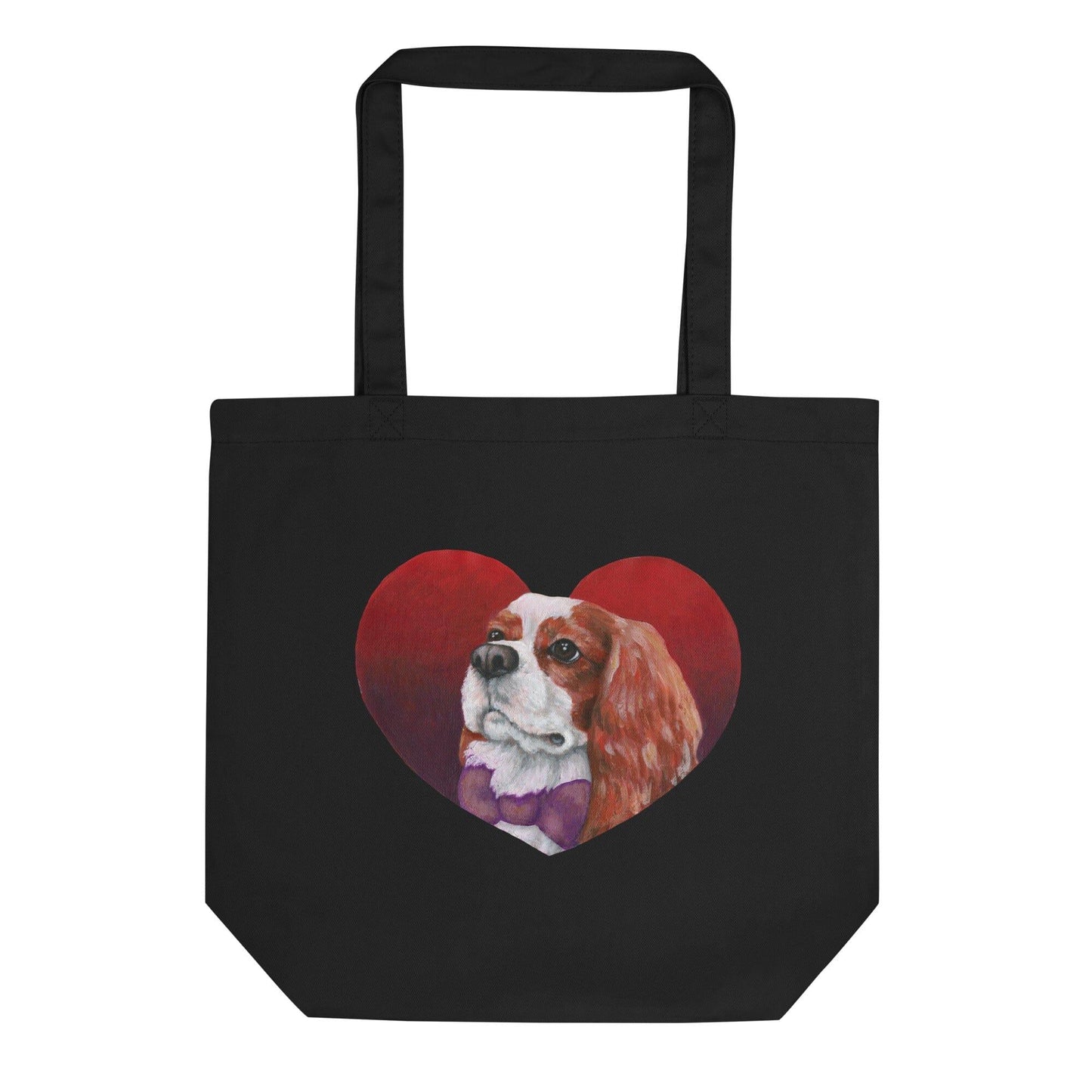Cavalier King Charles Spaniel Eco Tote Bag - Heart Cav Jolly Pet Portraits