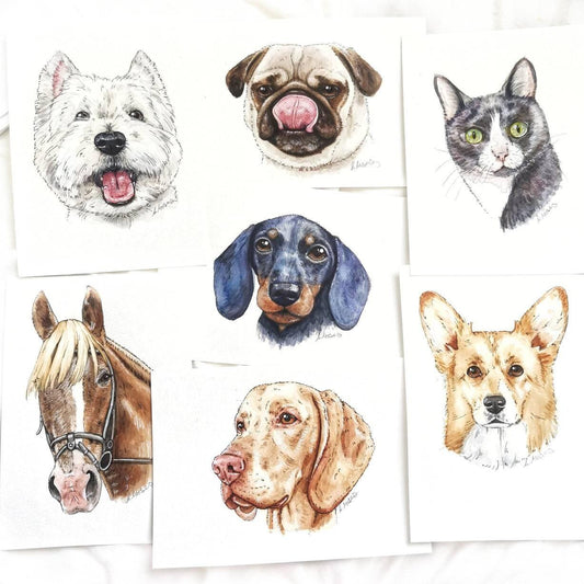 Ink and Watercolour Custom Pet Portrait - Jolly Pet Portraits