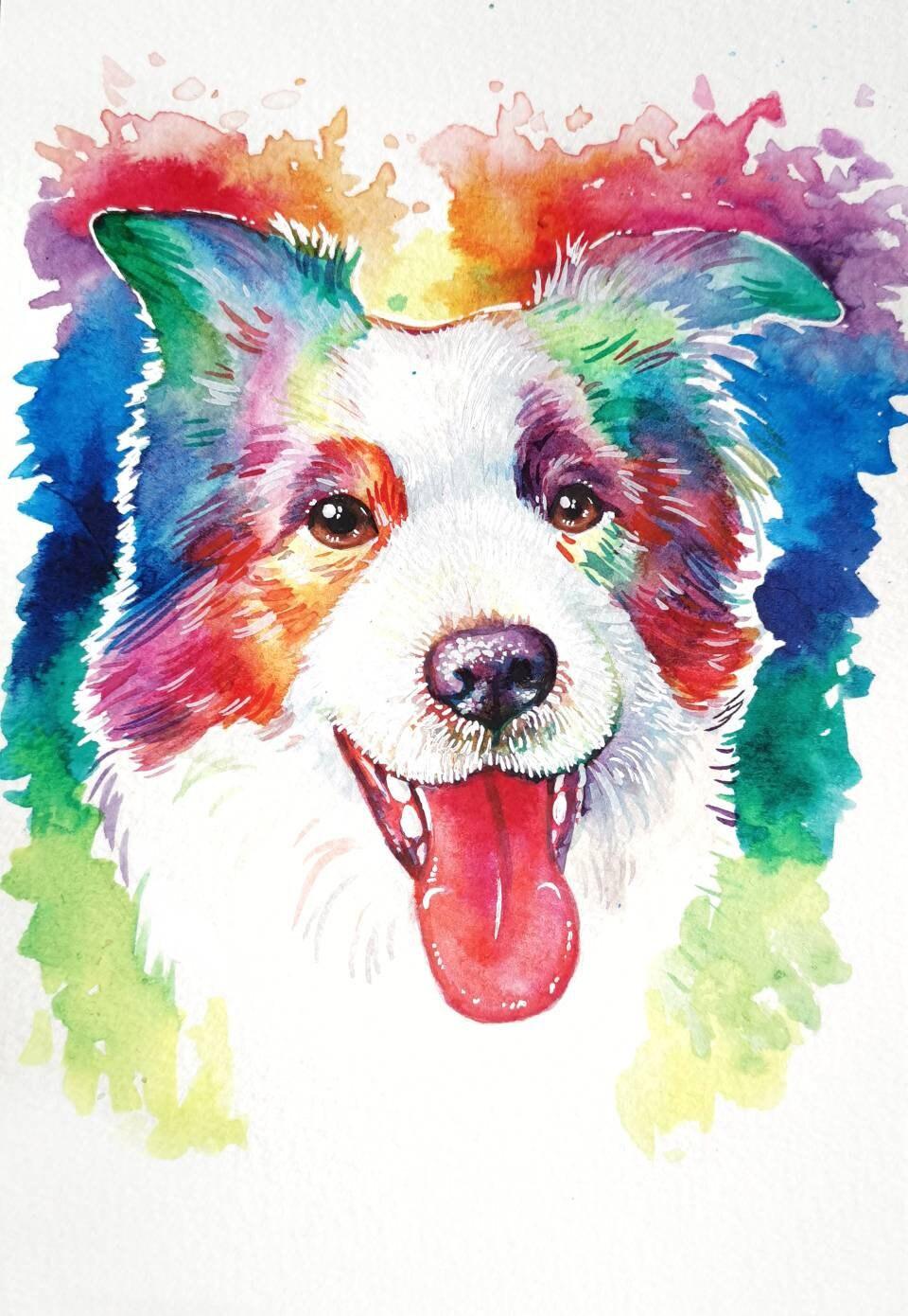 Rainbow Custom Pet Portrait - Jolly Pet Portraits 