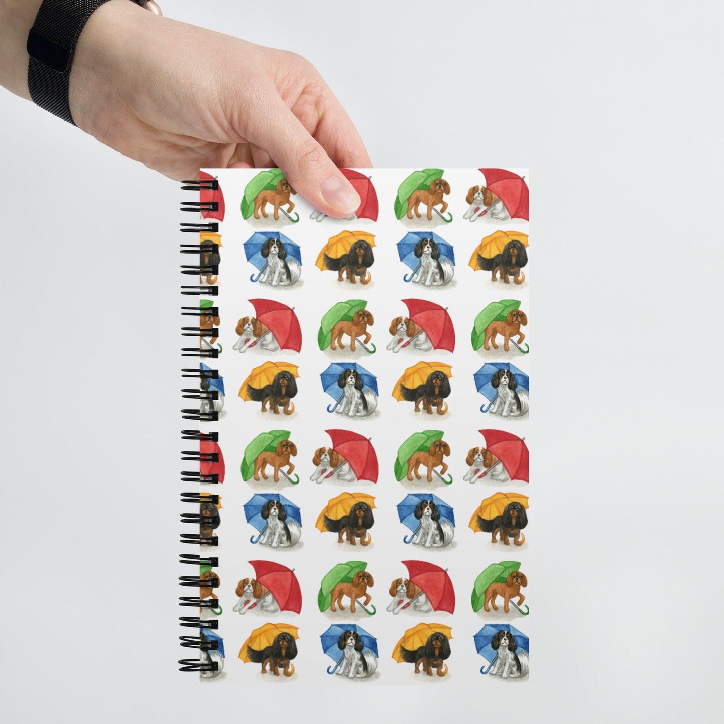 Cavalier King Charles Spaniel Notebook - Umbrella Cavs - Jolly Pet Portraits