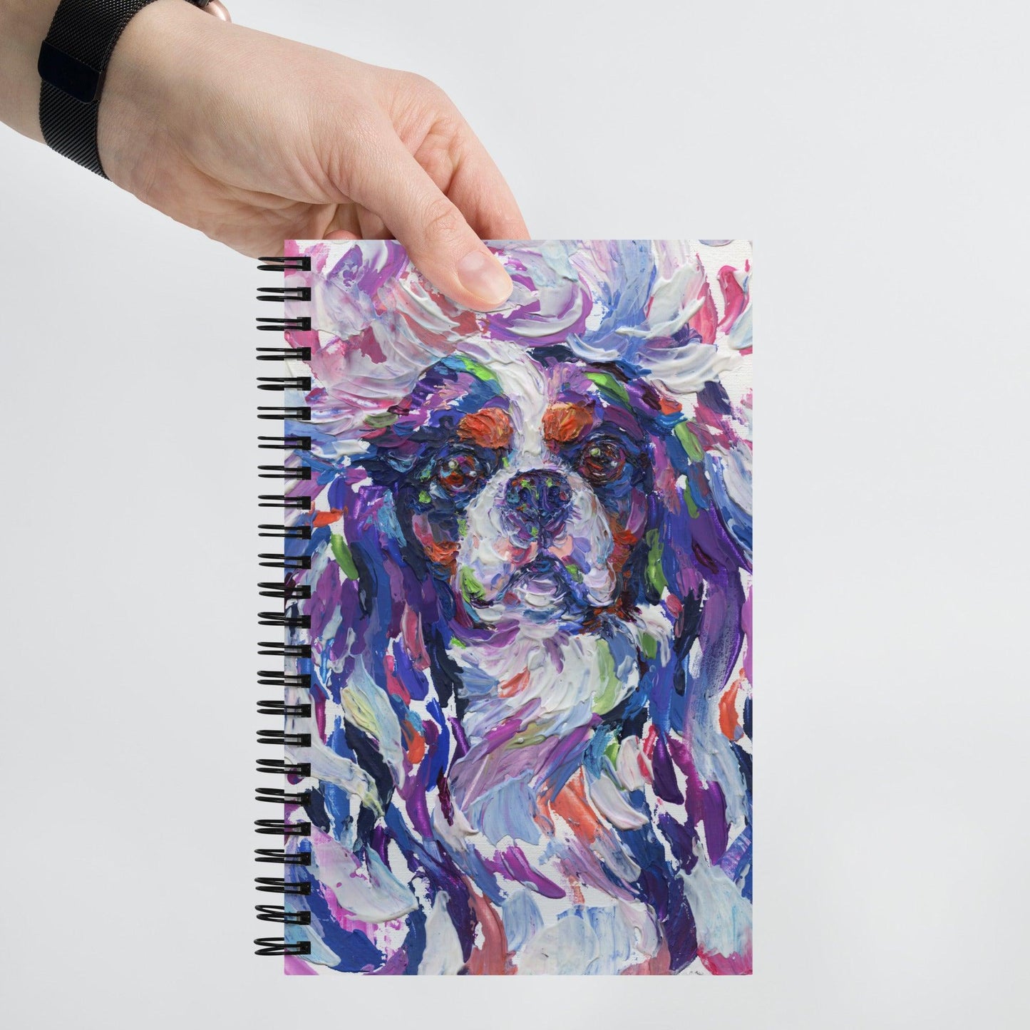 Cavalier King Charles Spaniel Notebook - Impasto Tri - Jolly Pet Portraits