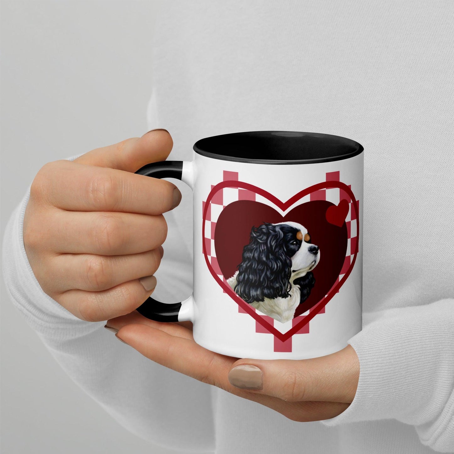 Cavalier King Charles Spaniel Mug - Tri-Colour Heart - Jolly Pet Portraits