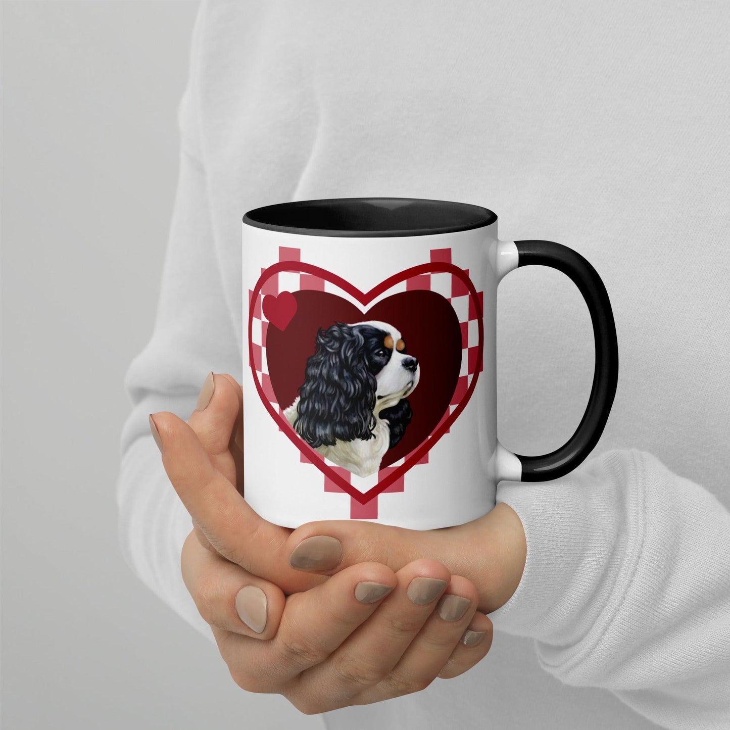 Cavalier King Charles Spaniel Mug - Tri-Colour Heart - Jolly Pet Portraits