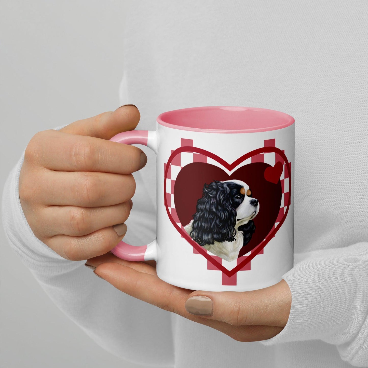Cavalier King Charles Spaniel Mug - Tri-Colour Heart - Jolly Pet Portraits