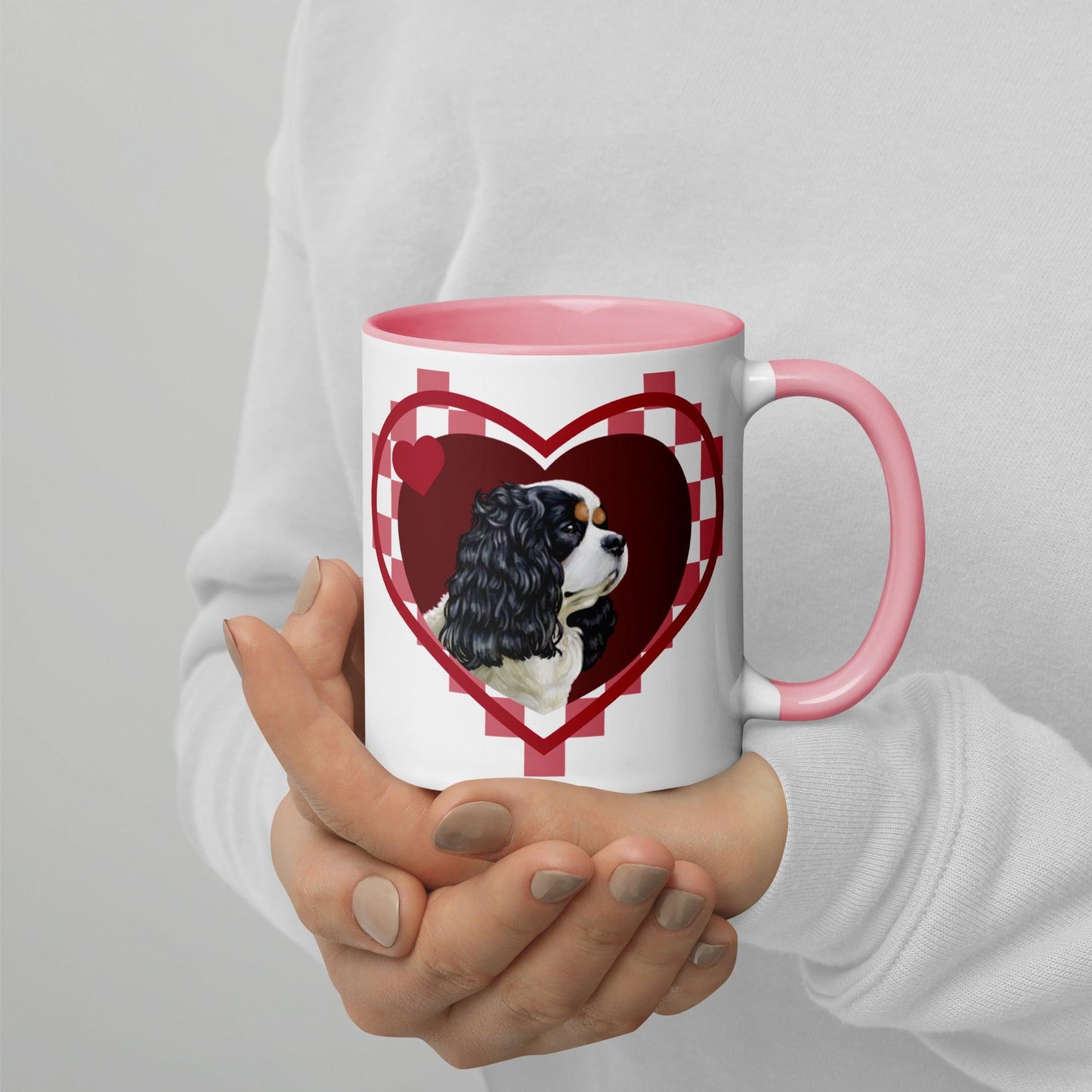 Cavalier King Charles Spaniel Mug - Tri-Colour Heart - Jolly Pet Portraits
