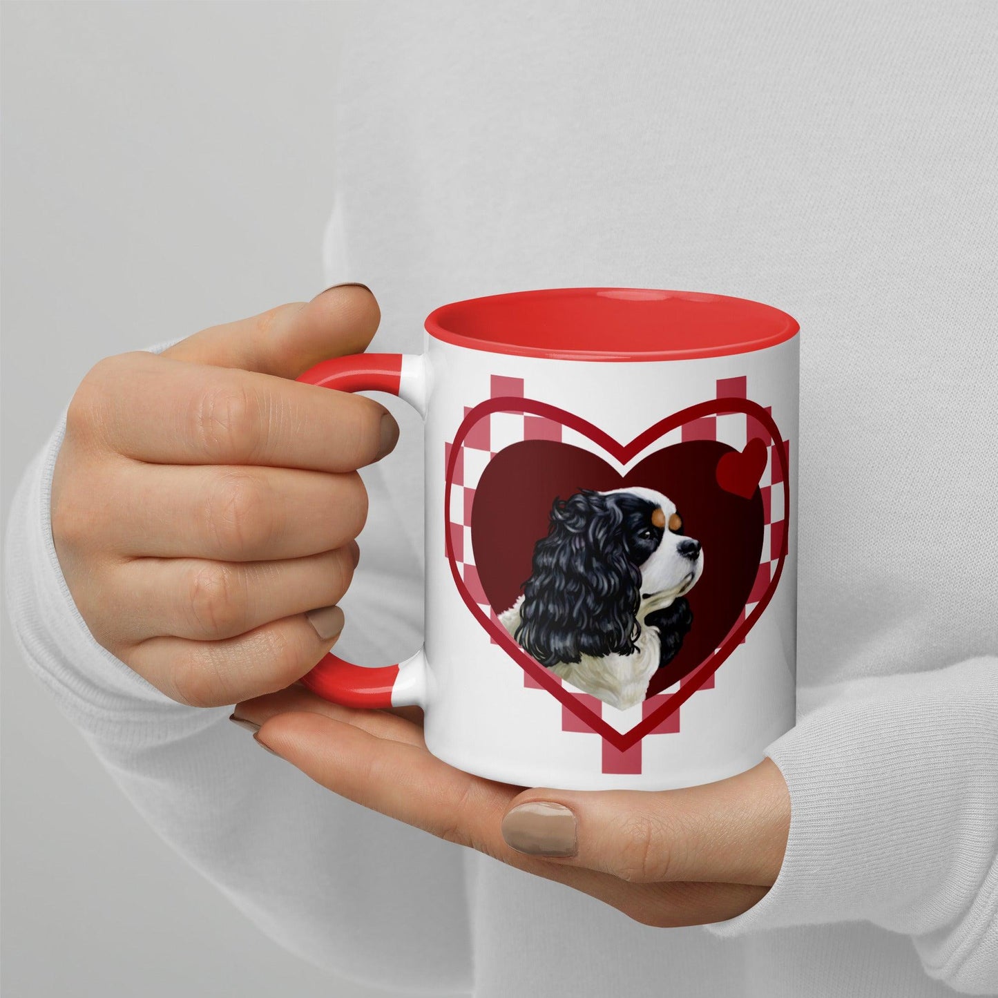 Cavalier King Charles Spaniel Mug - Tri-Colour Heart - Jolly Pet Portraits