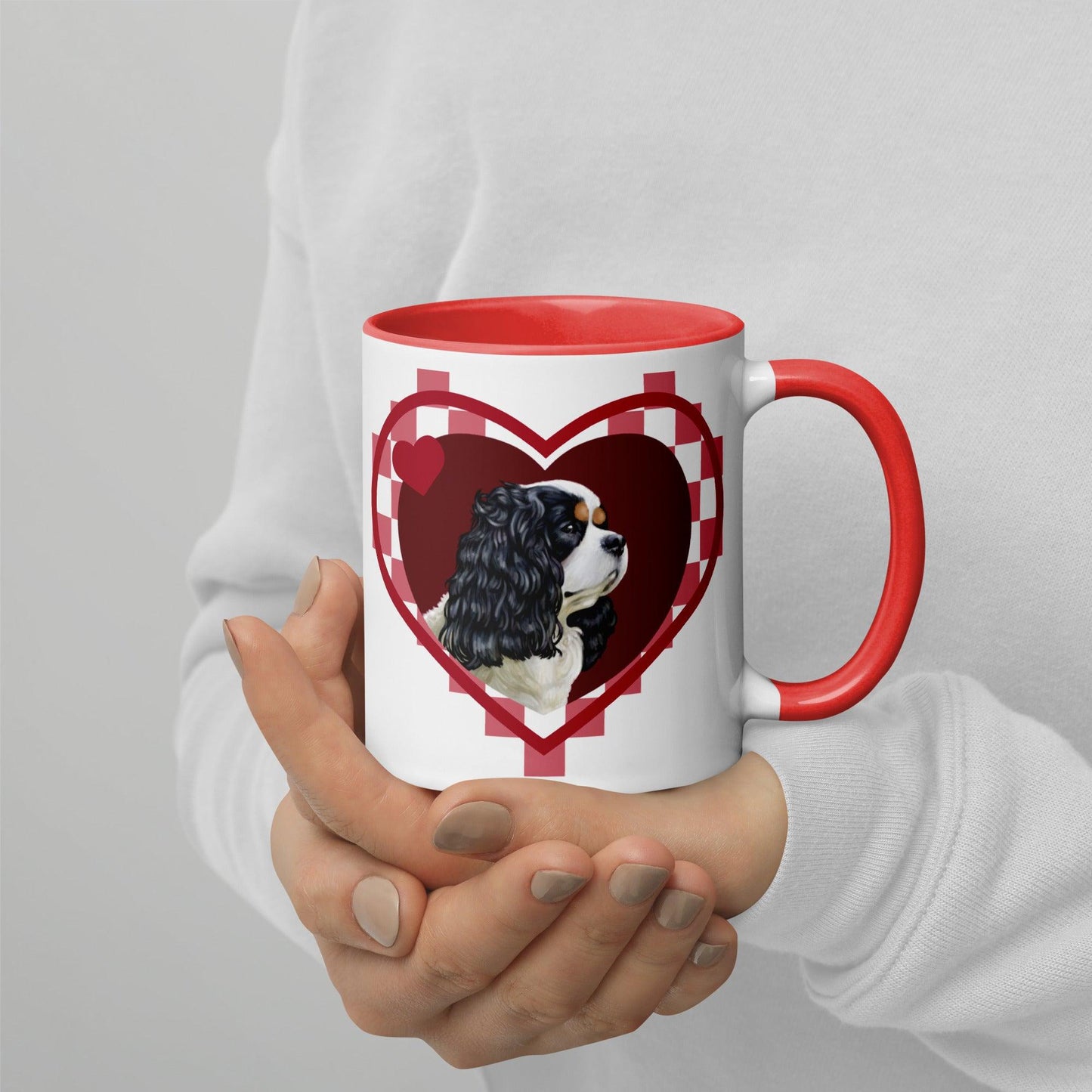 Cavalier King Charles Spaniel Mug - Tri-Colour Heart - Jolly Pet Portraits