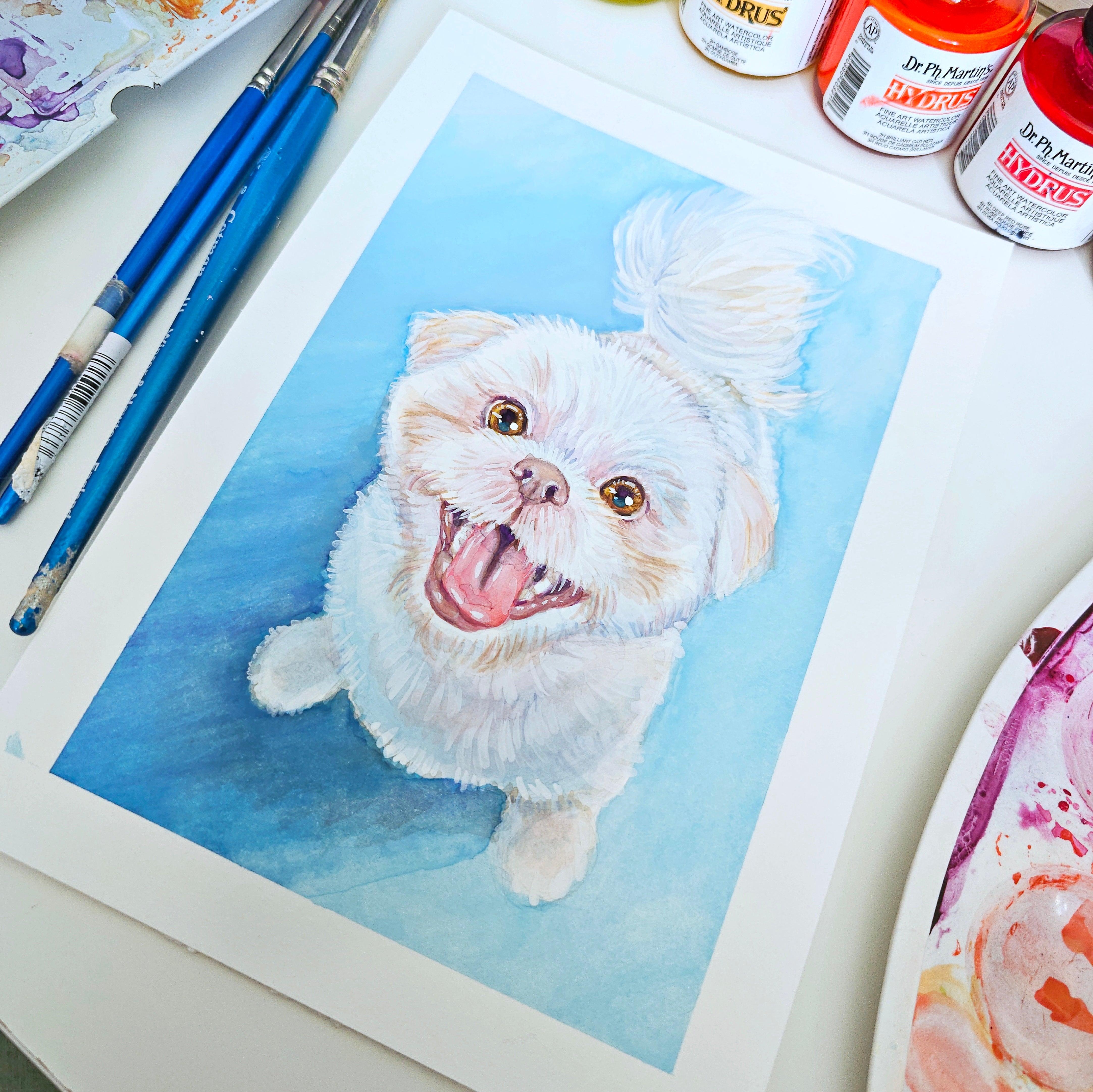 Custom Pet Portrait - hotsell Gouache/Watercolor