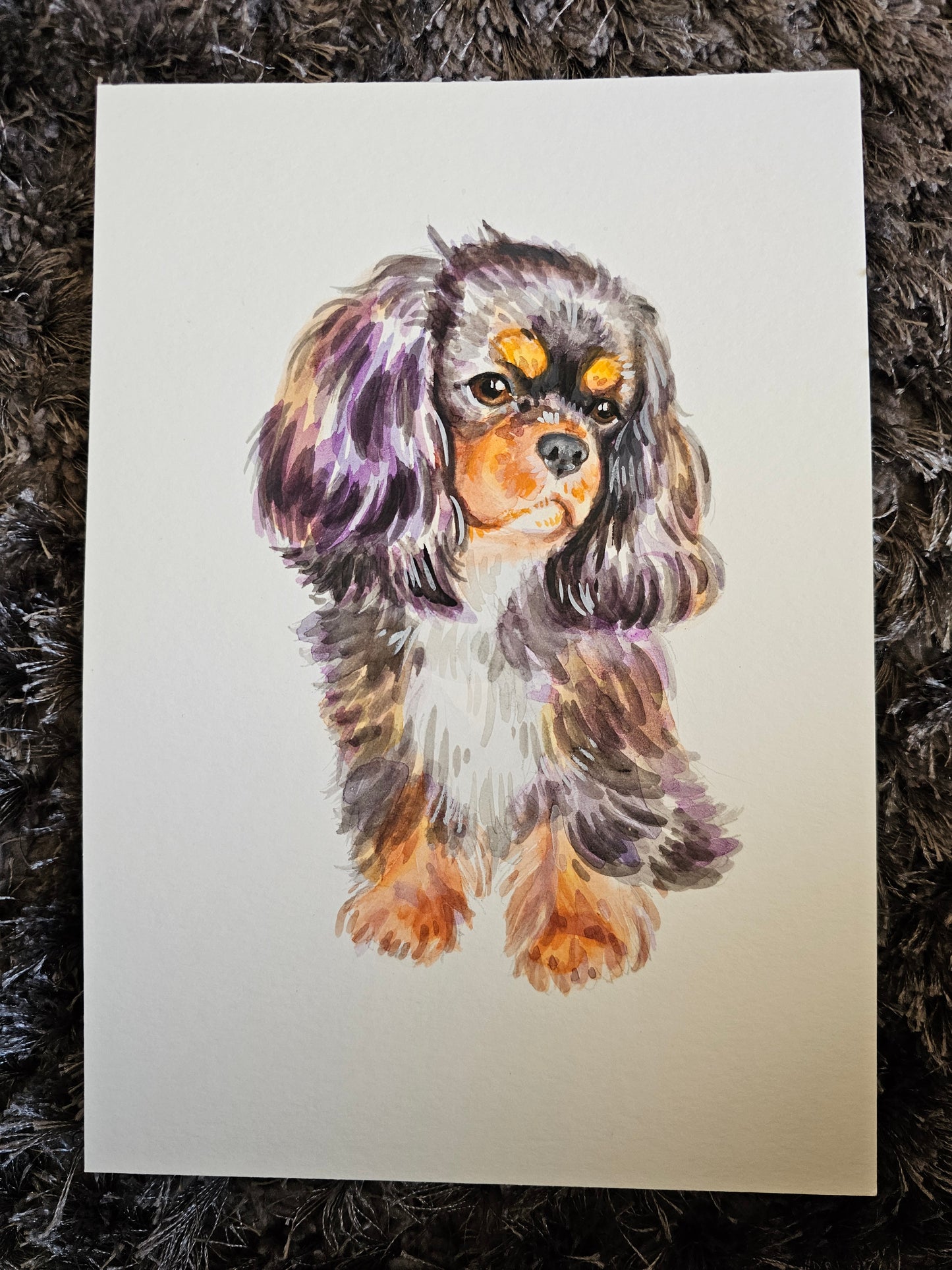 Black and Tan Cavalier A5 Watercolour Original Artwork