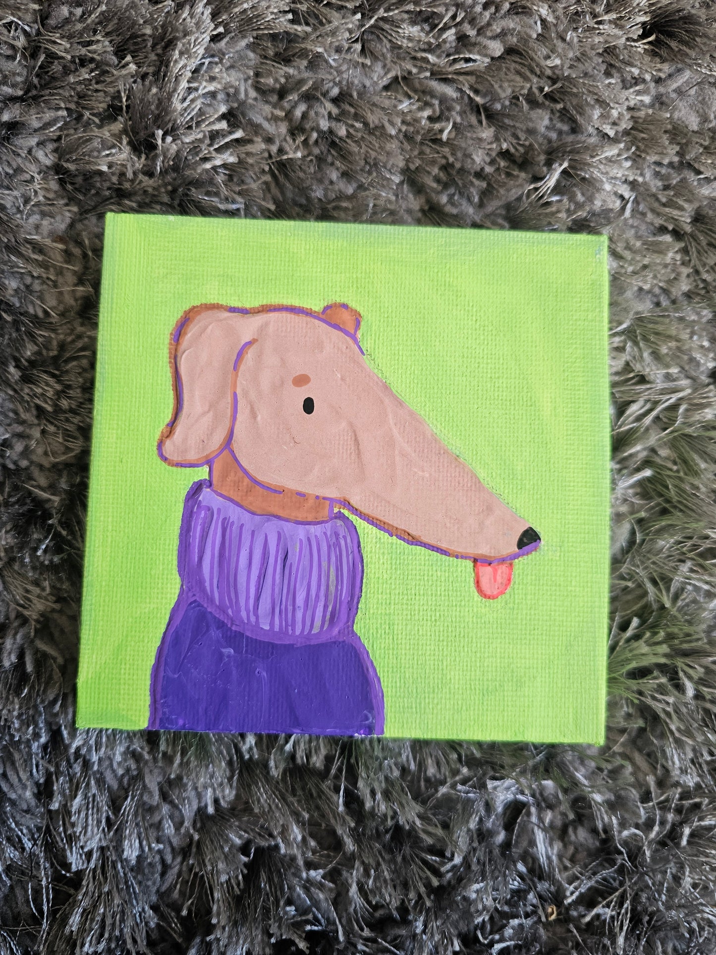 Sighthound 4 x 4 Acrylic Canvas Original Artwork