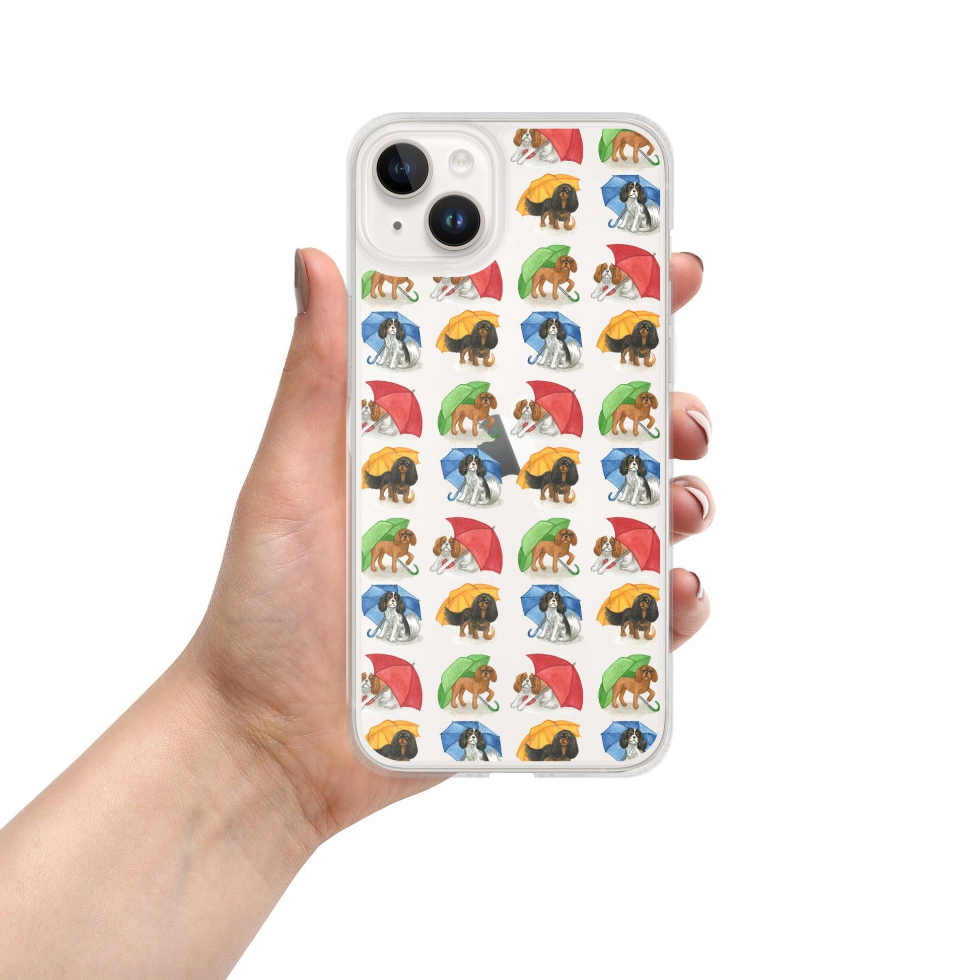 Cavalier King Charles Spaniel Clear Case for iPhone - Umbrellas - Jolly Pet Portraits 